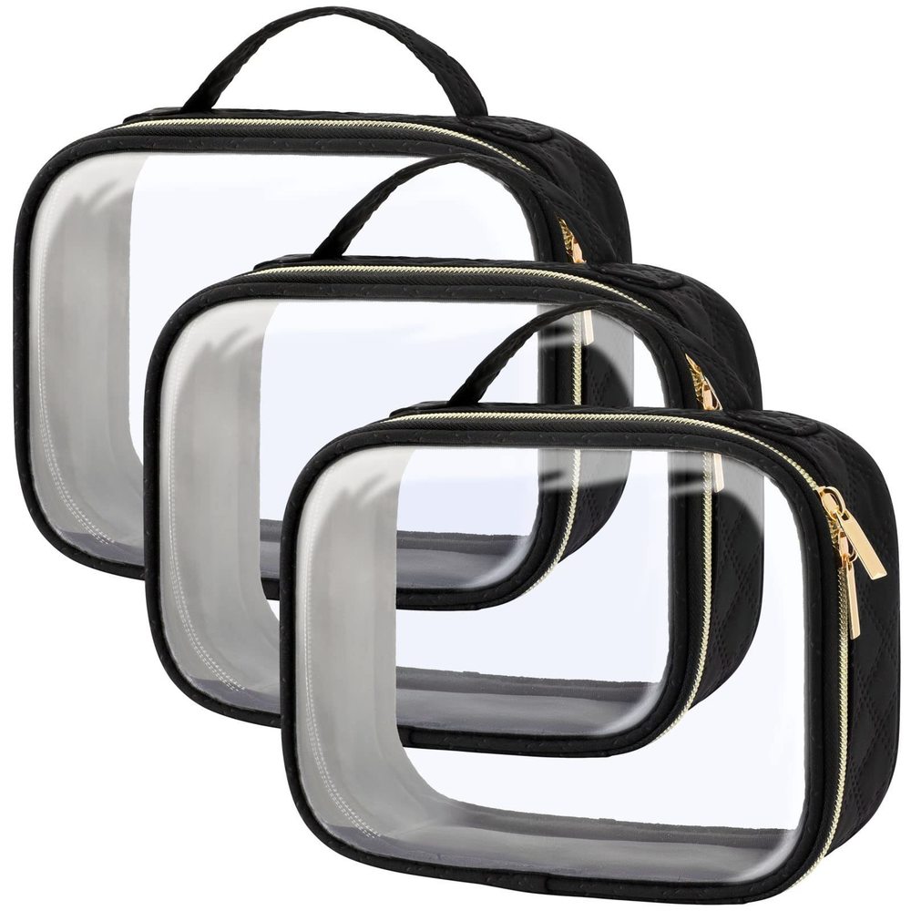Tsa Approved Toiletry Bag, 3 Pack Clear Makeup Bags With Handle Large Opening,🐯